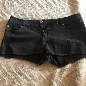 Black denim shorts